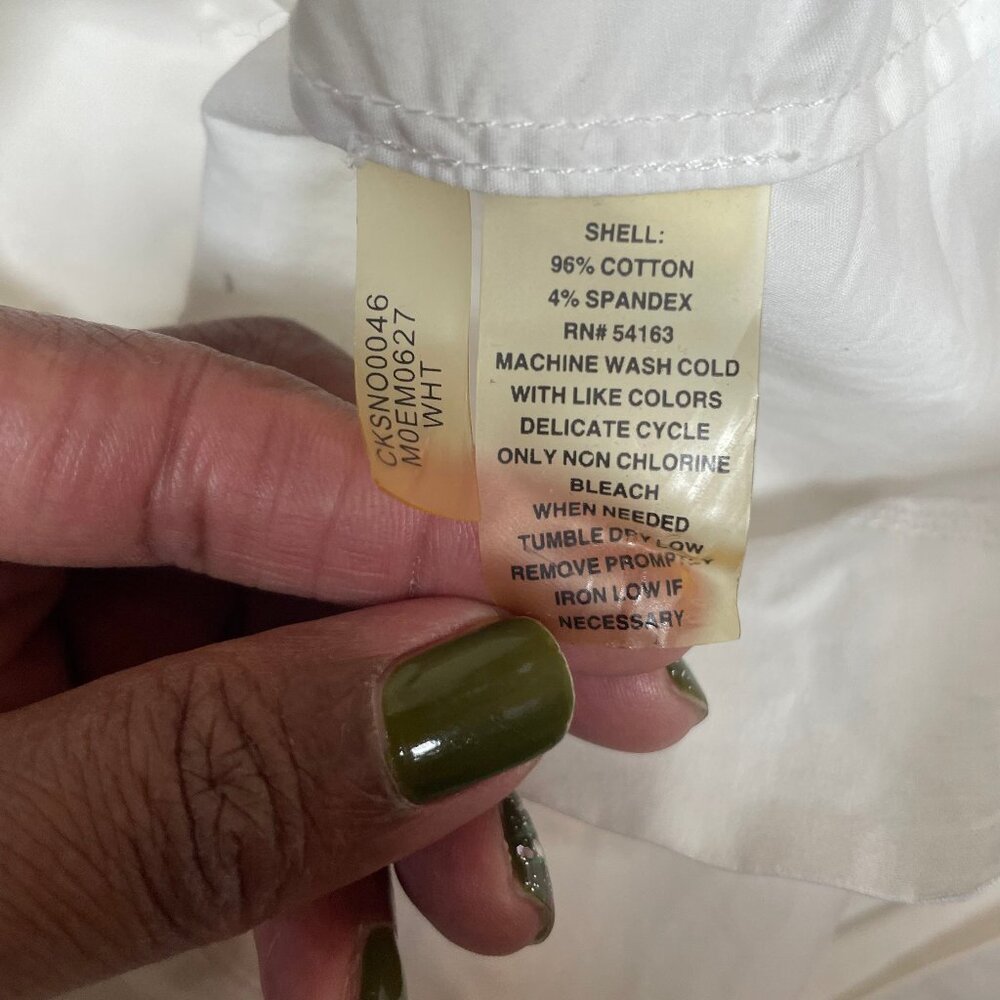 Calvin Klein Utility Shirt Dress White Cotton Belted Safari Cargo Mini L - Picture 11 of 13